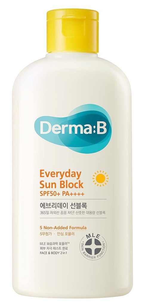 [derma b everyday spf] Everyday Sun Block Large Size Sunscreen SPF50+ PA++++ 200ml